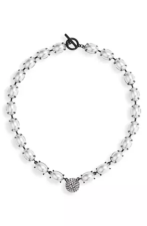 Open Edit Imitation Pearl & Crystal Pavè Collar Necklace | Nordstrom