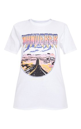White Wanderer Oversized Print T Shirt | PrettyLittleThing USA