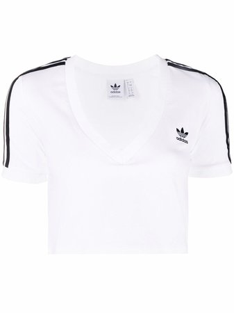 Adidas V-neck Cropped T-shirt - Farfetch