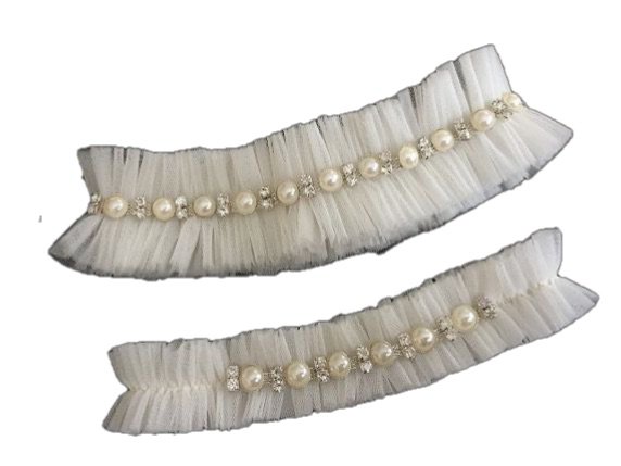 pearl white tule garter set