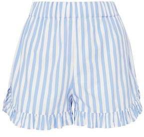 Swimton Ruffled Striped Cotton Shorts