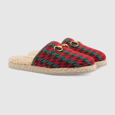Red Women's Houndstooth slipper | GUCCI® TR