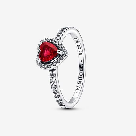 Elevated Red Heart Ring | Sterling silver | Pandora AU