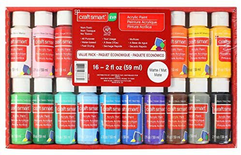 Amazon.com: Craft Smart Acrylic Paint Set Value Pack, 16 Colors – All-Purpose Paint Kit for Beginners and Professionals