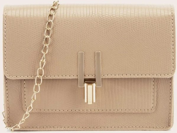 nude beige crossbody bag with chain strap