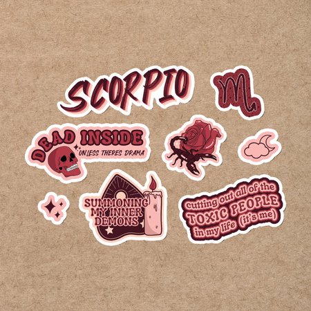 Funny Scorpio Vinyl Sticker Set | Etsy