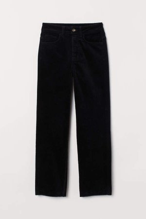 Ankle-length Corduroy Pants - Black