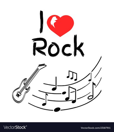 Love rock music style poster with notes sketches Vector Image