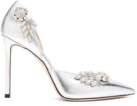 Teja 100 Crystal-brooch Leather D'orsay Pumps - Womens - Silver
