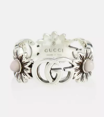 GG Marmont Sterling Silver Ring With Pearls in Silver - Gucci | Mytheresa