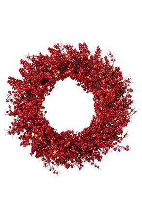 Balsam Hill Festive Pre Lit Red Berry Wreath | Nordstrom