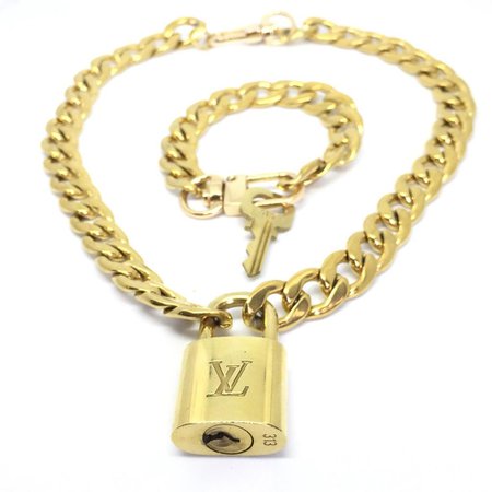Louis Vuitton Set Lock Cuban Chain Necklace with Key Bracelet – Boutique SecondLife