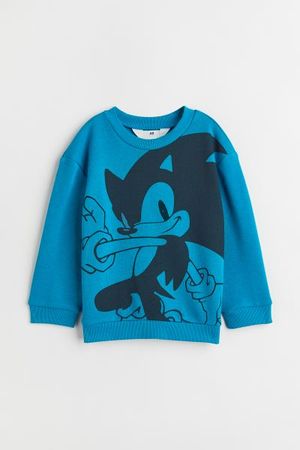Printed Sweatshirt - Blue/Sonic the Hedgehog - Kids | H&M US
