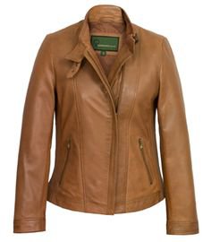 Ladies Tan leather jacket Elsie