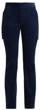 Slim Fit Cotton Corduroy Trousers - Womens - Blue