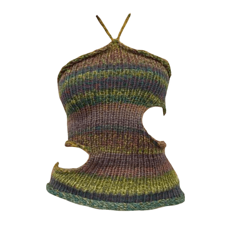 knitted holey distressed multicolor halter sweater top fairy grunge fairycore