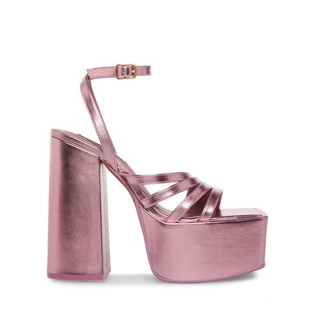 THORNE Pink Metallic Platform Strappy Heel | Women's Block Heels – Steve Madden