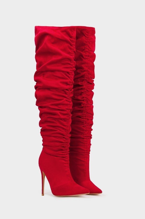 red heel boots