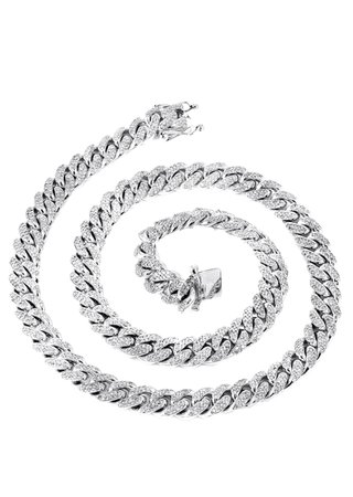 78.60 CT 14K White Gold Diamond Miami Cuban Link Chain Necklace