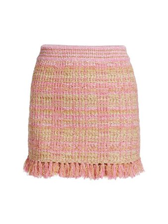 Shop LoveShackFancy Balsam Fringed Tweed Mini Skirt | Saks Fifth Avenue