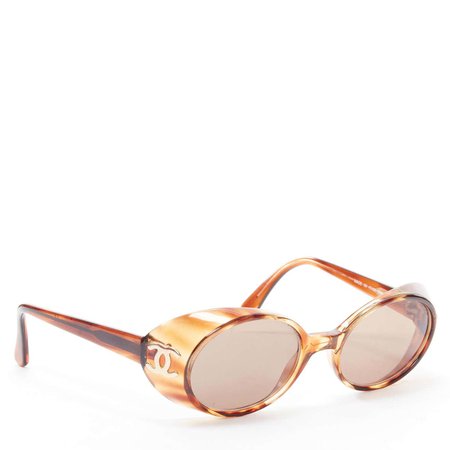 rare CHANEL Vintage brown tortoise brown lens gold CC google sunglasses For Sale at 1stDibs