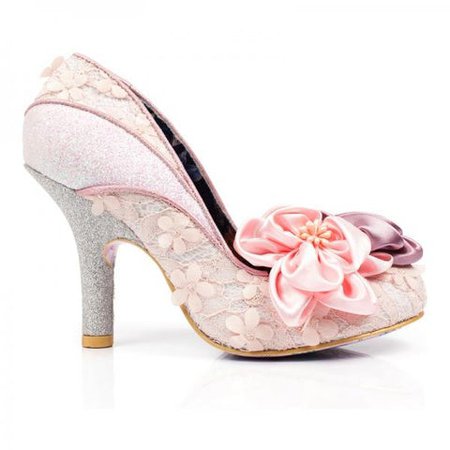 Peach Melba Silk Flower Glitter Heel Pump - Size – BB Store