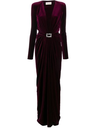 Alexandre Vauthier Plunge Neck Belted Gown - Farfetch