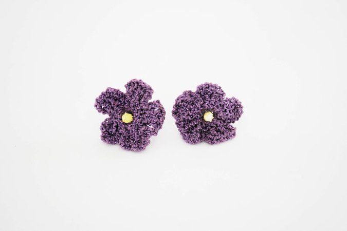 Vintage 1950s Crochet Flower Screw Back Earrings Knitted | Etsy