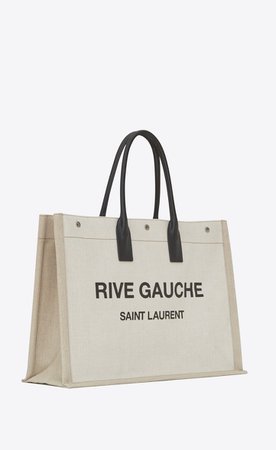 Saint Laurent ‎Rive Gauche Tote Bag In Linen And Leather ‎ | YSL.com