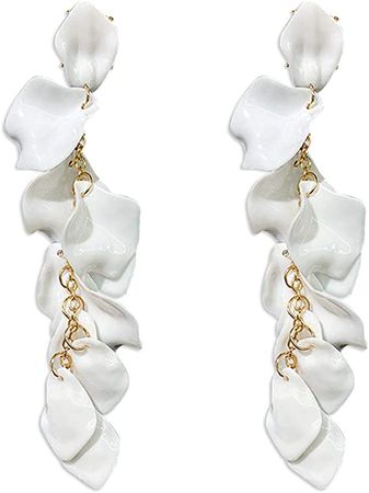 Amazon.com: Just Follow Long Acrylic Rose Petal Earrings Dangle Exaggerated Flower Earrings Drop Statement Floral Tassel Earrings for Women and Girls (Long Acrylic Rose Petal Earrings-White): Clothing, Shoes & Jewelry
