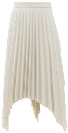 Ilsie Pleated Asymmetric Wool Blend Skirt - Womens - White Multi