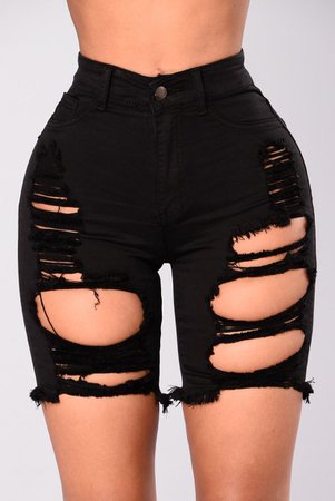 Distressed Bermuda Shorts - Black