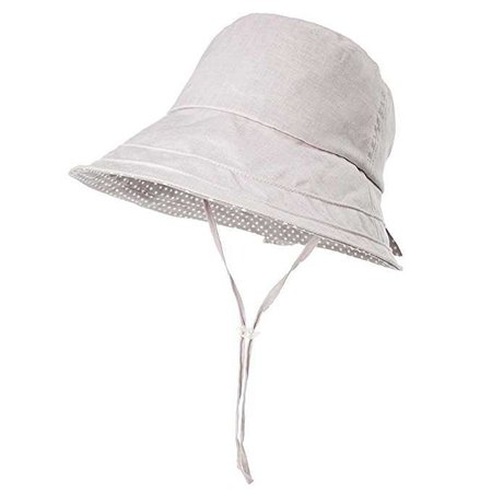 Siggi Ladies SPF50+ 100%Linen Summer Sun Bucket Packable Foldable Wide Brim Hats w/ Chin Cord Gray at Amazon Women’s Clothing store: