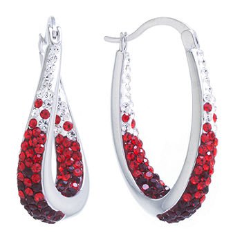 Sparkle Allure Crystal Pure Silver Over Brass Hoop Earrings - JCPenney