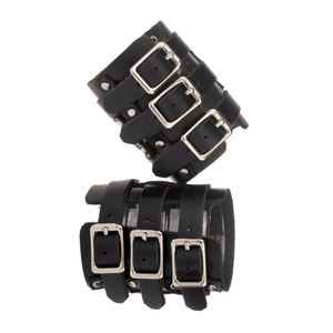 Black Bondage Three Buckle Wristband | Gothic Jewellery