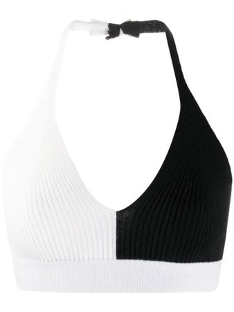 AMI AMALIA colour-block merino wool top black & white KNITTEDBRAAAKB2 - Farfetch