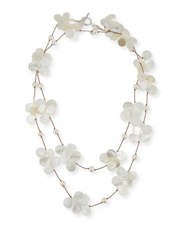 Margo Morrison White Pearl & Mother-of-Pearl 35" Necklace
