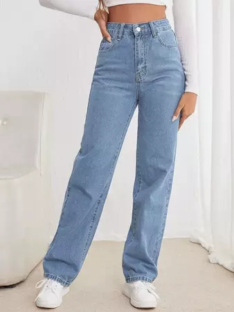 High Waisted Straight Leg Jeans | SHEIN USA
