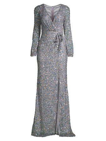 Shop Mac Duggal Sequin Wrap Gown | Saks Fifth Avenue