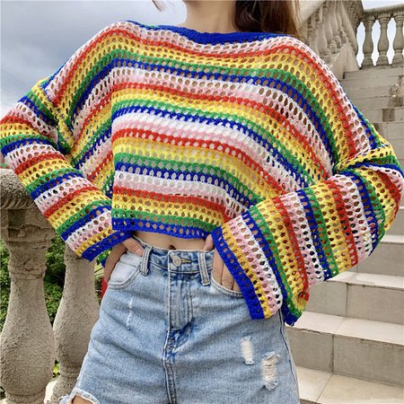 Rainbow Summer T-Shirt Top + Small Vest 2 Piece Set KF2301 – unzzy