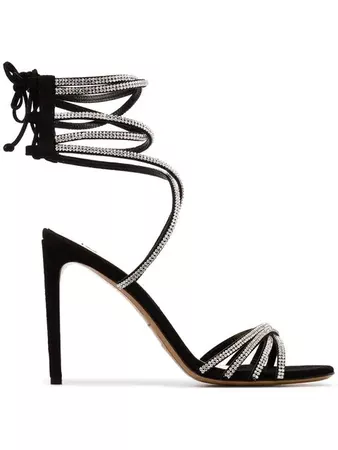 Alexandre Vauthier Josephine 100 Strappy Crystal Suede Sandals - Farfetch