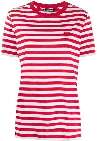 striped Face patch T-shirt