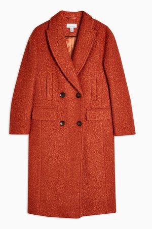Rust Boucle Double Breasted Coat | Topshop orange