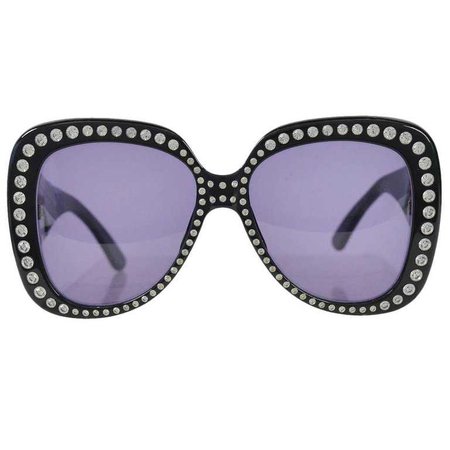 Chanel Vintage Rhinestone Oversized Runway Sunglasses, 1990s For Sale at 1stdibs
