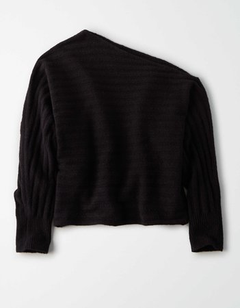 AE Slouchy Off-The-Shoulder Sweater black