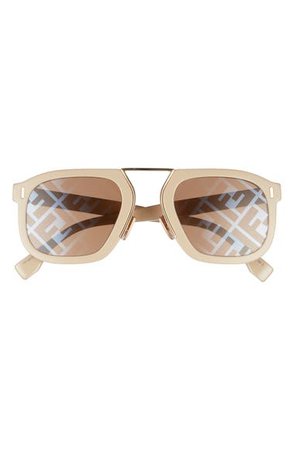 Fendi 53mm Print Rectangle Sunglasses | Nordstrom