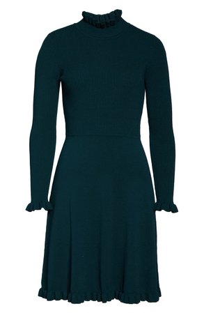 Eliza J Ruffle Trim Long Sleeve Sweater Dress | Nordstrom