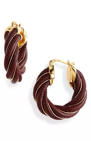 Bottega Veneta Twist Lambskin Leather Huggie Hoop Earrings | Nordstrom