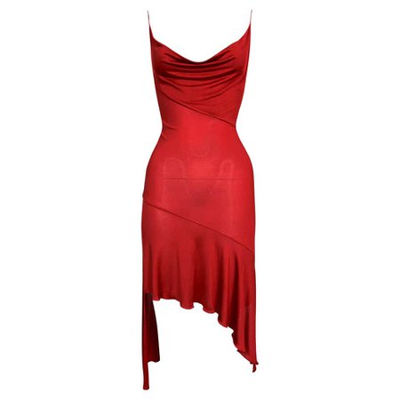 F/W 2000 Christian Dior John Galliano Red Silk Asymmetrical Mini Dress For Sale at 1stDibs | christian dior red dress