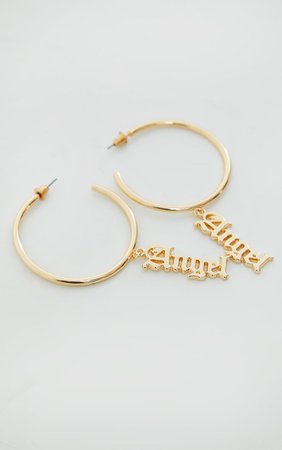 Gold Angel Drop Hoop Earrings | Accessories | PrettyLittleThing USA